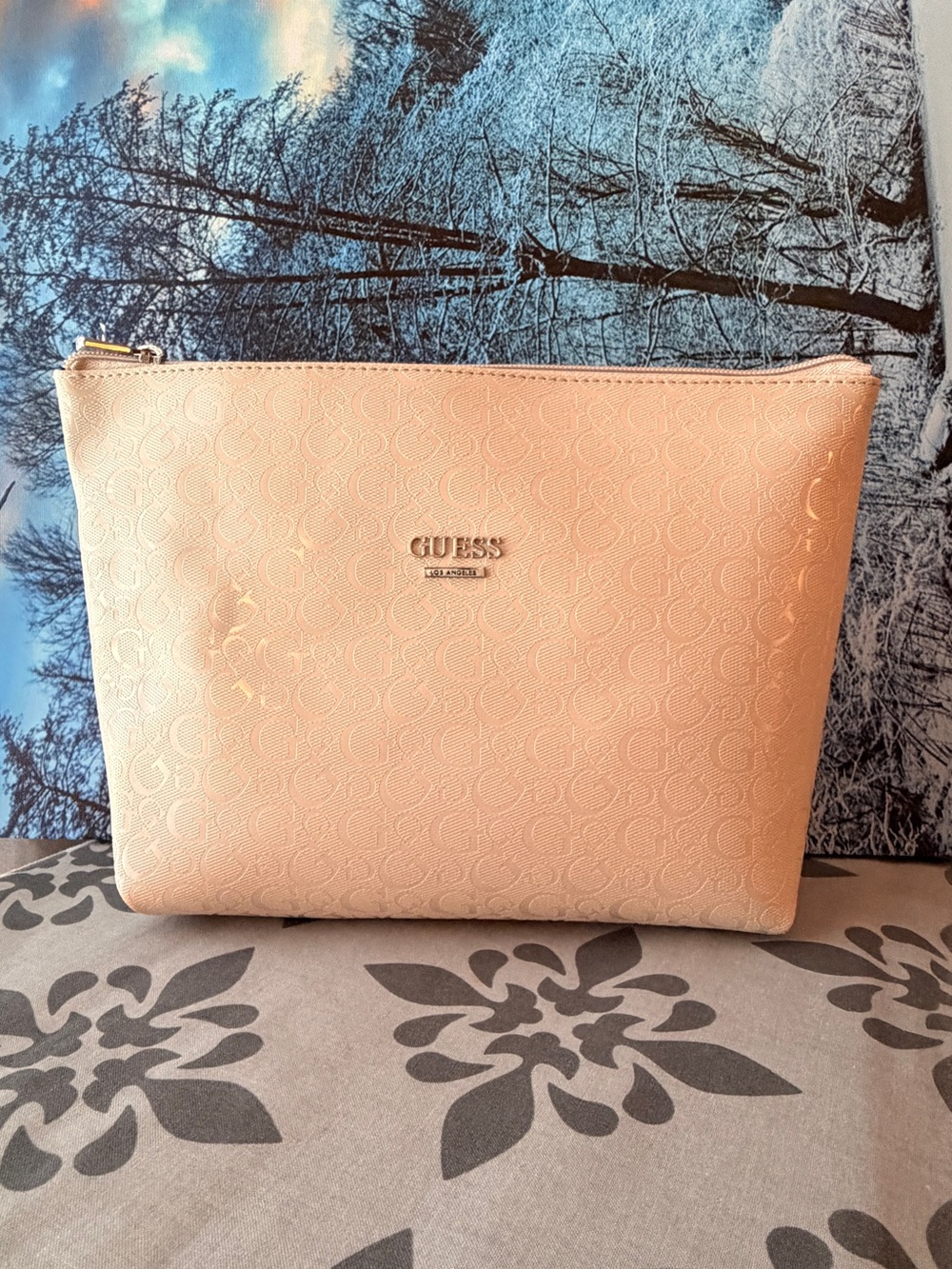 GUESS Embossed Cosmetic Pouch